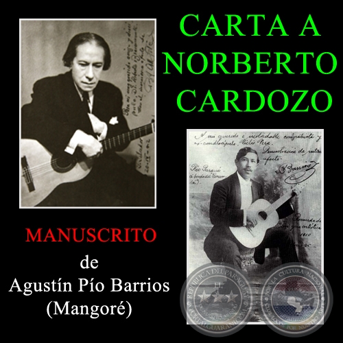 CARTA A NORBERTO CARDOZO - AGUSTN BARRIOS - Ao 1928