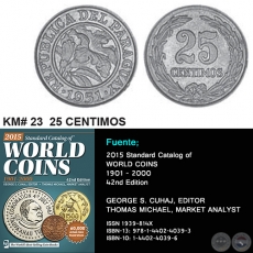 KM# 23 25 CENTIMOS - AO 1944 - MONEDAS DE PARAGUAY