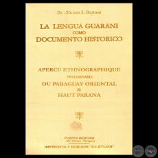 LA LENGUA GUARANI COMO DOCUMENTO HISTRICO, 1920 - Dr. MOISS S. BERTONI