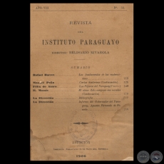 REVISTA DEL INSTITUTO PARAGUAYO - N 53 - AO VIII, 1906 - Director: BELISARIO RIVAROLA 