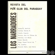 LOR NARRADORES, 1979 - N 3 - REVISTA DEL PEN CLUB DEL PARAGUAY
