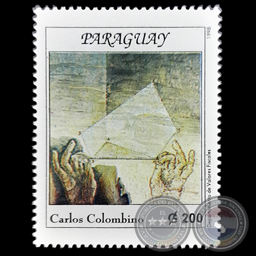 XILOPINTURA de CARLOS COLOMBINO - PINTURAS CONTEMPORNEAS - SELLO POSTAL PARAGUAYO AO 1998