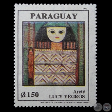 ARET - Pintura de LUCY YEGROS - SELLO POSTAL PARAGUAYO AO 1991
