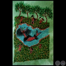 DIBUJO INDGENA 36 - Obra de OGWA FLORES - Coleccin GRUPO LIEBIG