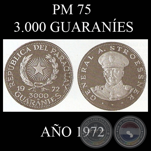 PM 75  3.000 GUARANES  AO 1972