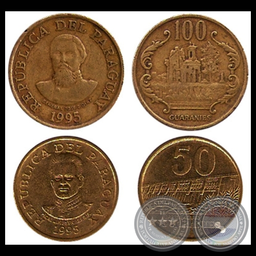 SERIE 1995 - 50 (COBRE, ZINC, NQUEL) y 100 GUARANES (LATN)