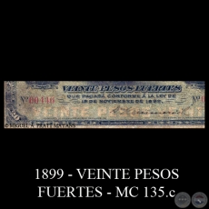 VEINTE PESOS FUERTES - MC135.c - FIRMA: .......... - KEMMERICK 